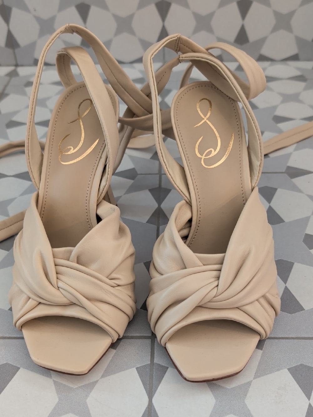 Sam Edelman Women's Knotted Slingback Sandals - Beige Size 6